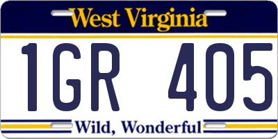 WV license plate 1GR405