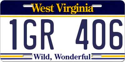 WV license plate 1GR406