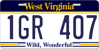 WV license plate 1GR407