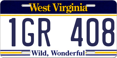 WV license plate 1GR408