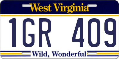 WV license plate 1GR409