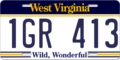 WV license plate 1GR413