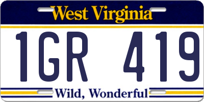 WV license plate 1GR419