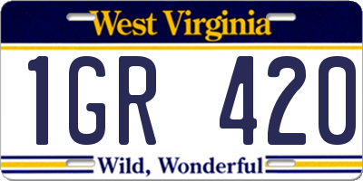 WV license plate 1GR420