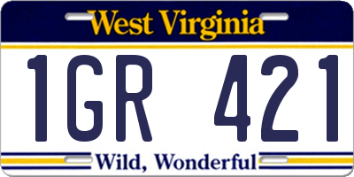 WV license plate 1GR421