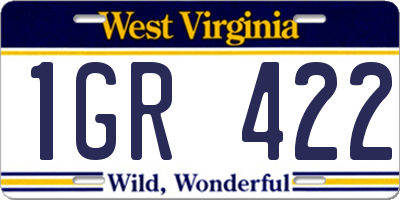 WV license plate 1GR422