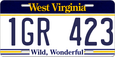 WV license plate 1GR423