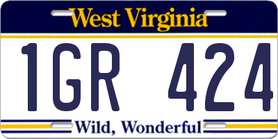 WV license plate 1GR424