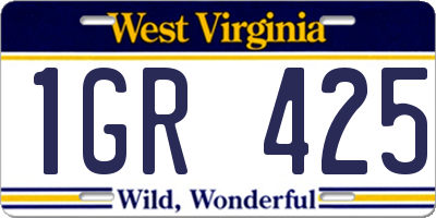 WV license plate 1GR425