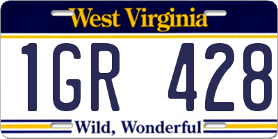 WV license plate 1GR428