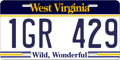 WV license plate 1GR429