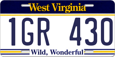 WV license plate 1GR430