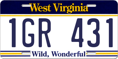 WV license plate 1GR431
