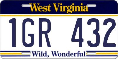 WV license plate 1GR432