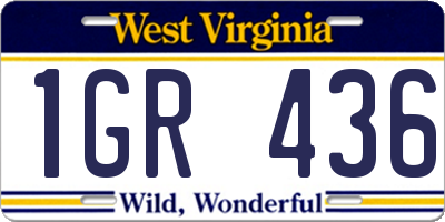 WV license plate 1GR436