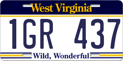 WV license plate 1GR437