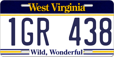 WV license plate 1GR438