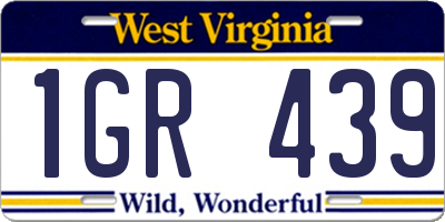 WV license plate 1GR439