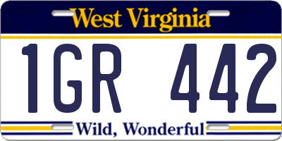 WV license plate 1GR442