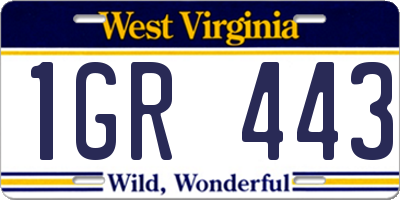 WV license plate 1GR443