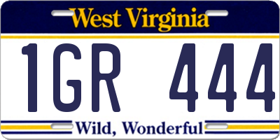 WV license plate 1GR444