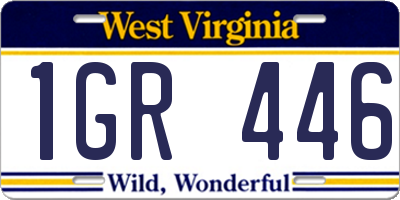 WV license plate 1GR446