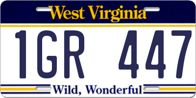 WV license plate 1GR447