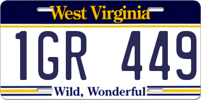 WV license plate 1GR449