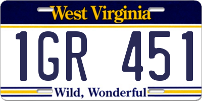 WV license plate 1GR451