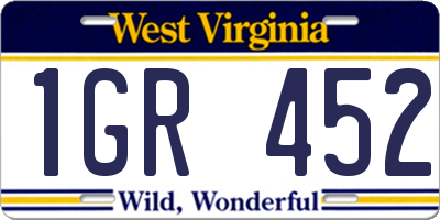 WV license plate 1GR452