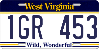 WV license plate 1GR453
