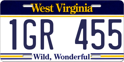 WV license plate 1GR455