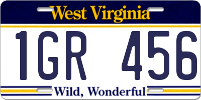 WV license plate 1GR456