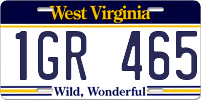 WV license plate 1GR465
