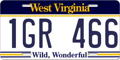 WV license plate 1GR466