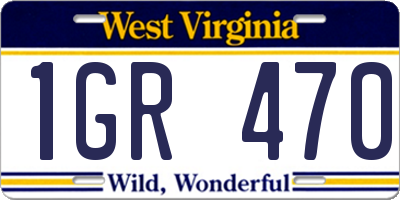 WV license plate 1GR470