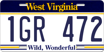 WV license plate 1GR472