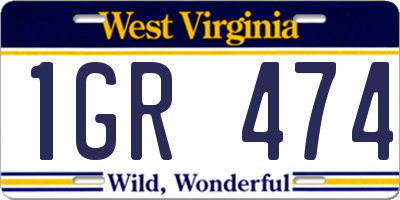 WV license plate 1GR474