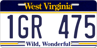 WV license plate 1GR475