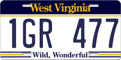 WV license plate 1GR477