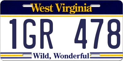 WV license plate 1GR478