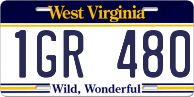 WV license plate 1GR480