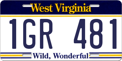 WV license plate 1GR481