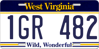 WV license plate 1GR482
