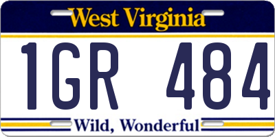WV license plate 1GR484