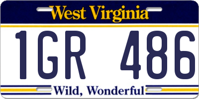 WV license plate 1GR486