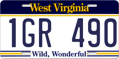 WV license plate 1GR490