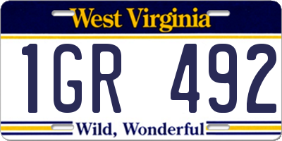 WV license plate 1GR492