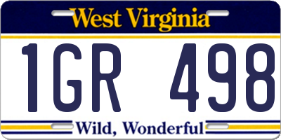 WV license plate 1GR498