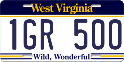 WV license plate 1GR500